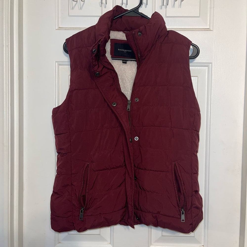 Banana Republic Maroon Quilted Vest